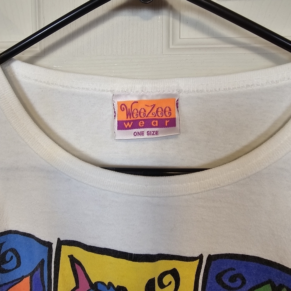 One Size Vintage 80s 90s Fish Grapic Oversized T-Shirt Mini Dress Tunic - Picture 4 of 6